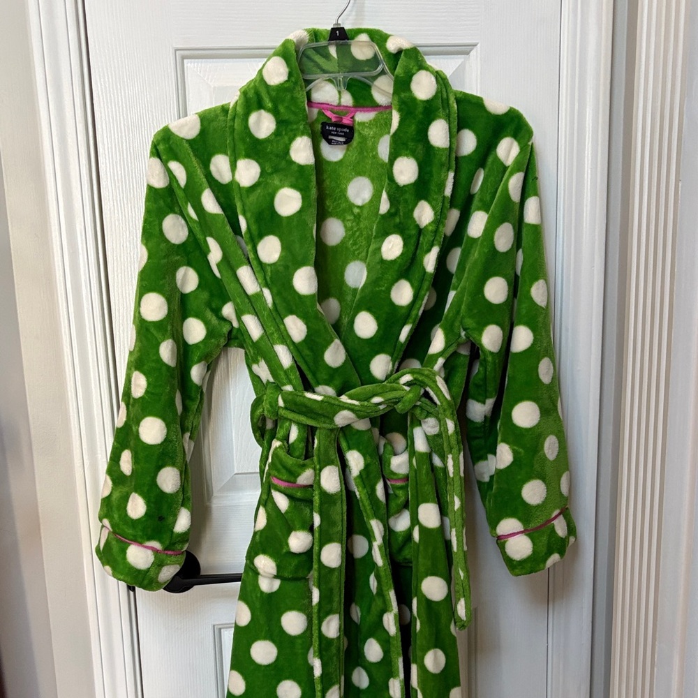 Kate Spade New York Green and Pink Plush Robe